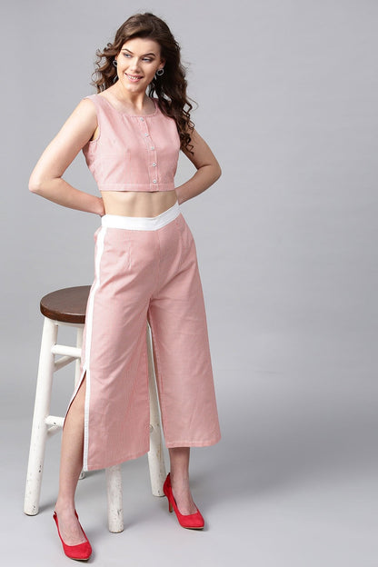 Women's Red Stripes Back Bow Crop Top