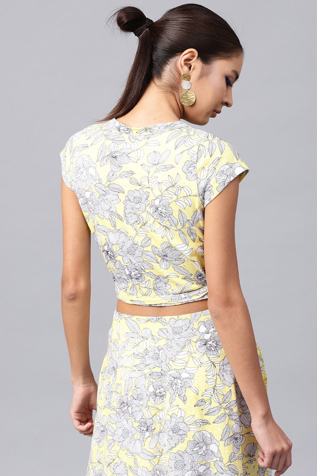 Women's Lemon Tropical Wrap Crop Top