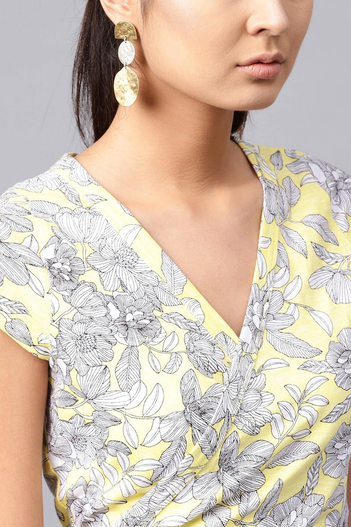 Women's Lemon Tropical Wrap Crop Top
