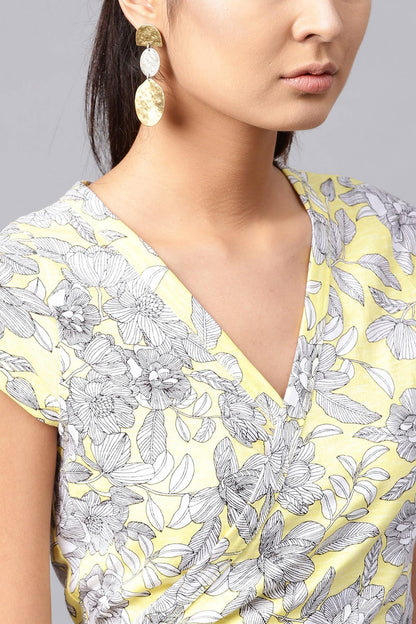 Women's Lemon Tropical Wrap Crop Top