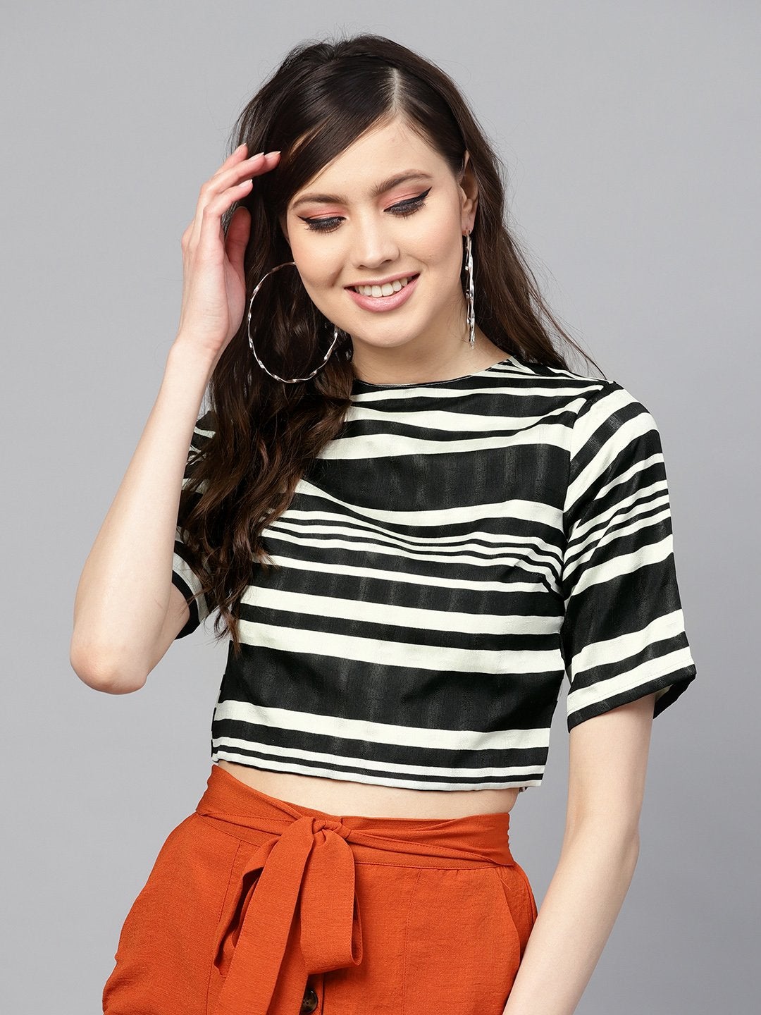 Women's Mono Stripe Crop Top
