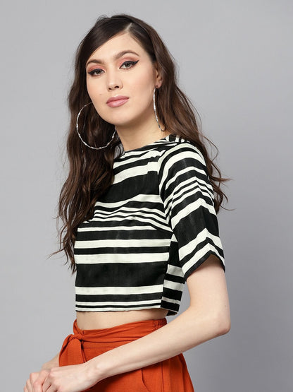 Women's Mono Stripe Crop Top