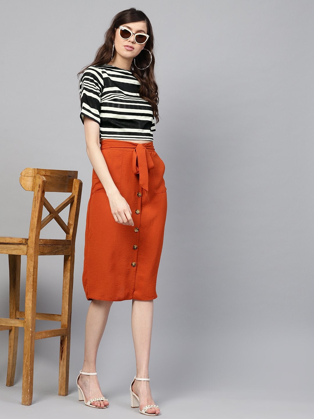 Women's Mono Stripe Crop Top