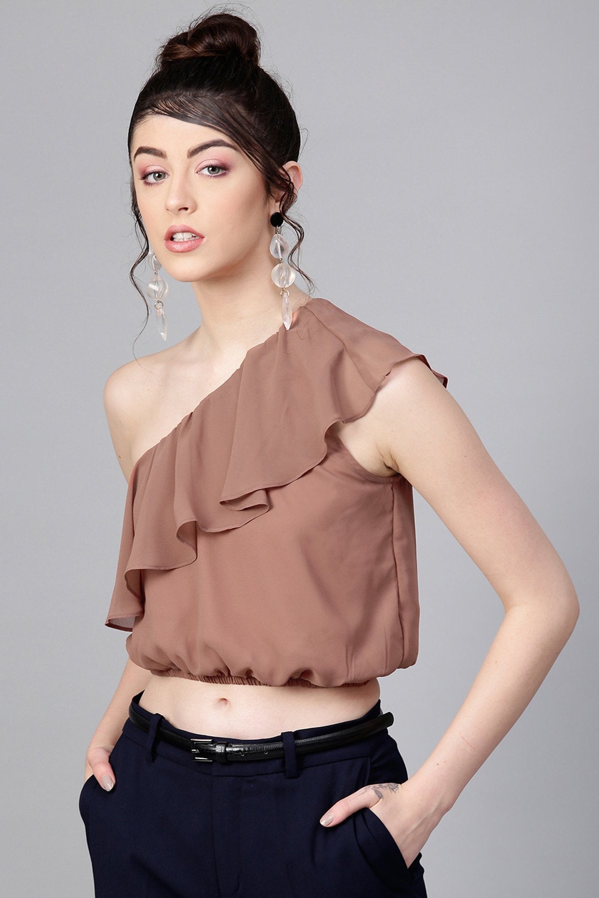 Women's Rosewood One Shoulder Crop Top