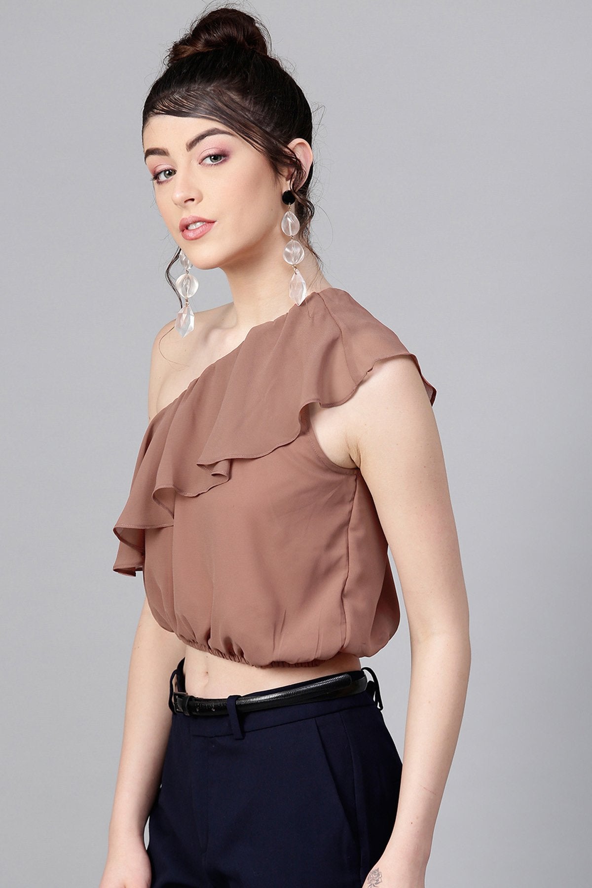 Women's Rosewood One Shoulder Crop Top