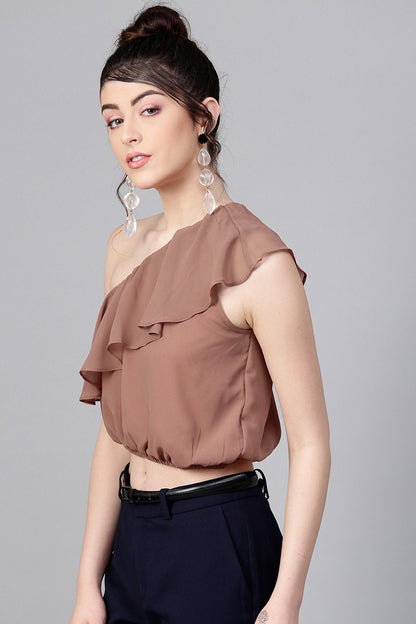 Women's Rosewood One Shoulder Crop Top