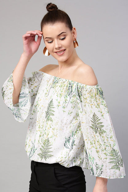 Women's Off-White Floral Off Shoulder Top