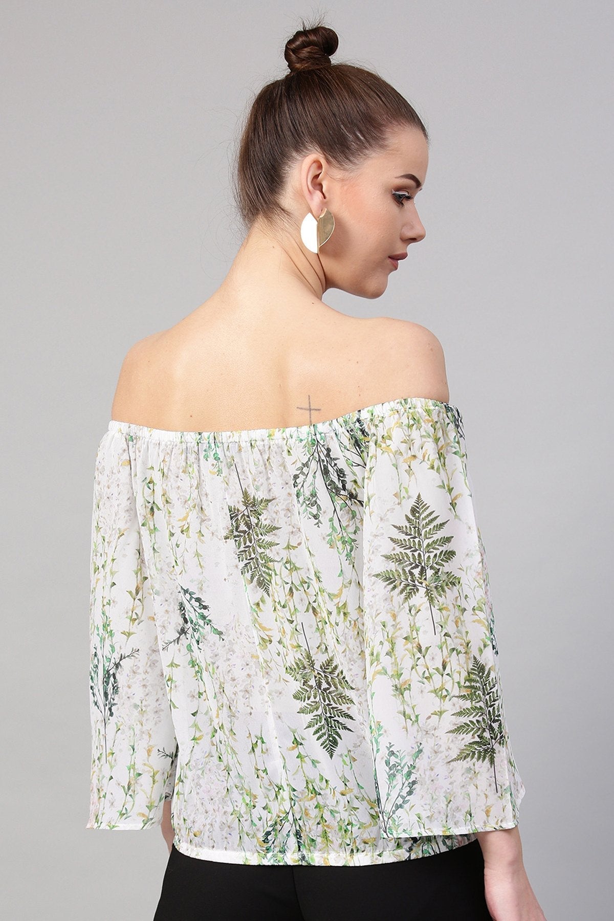 Women's Off-White Floral Off Shoulder Top
