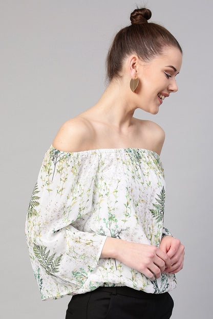 Women's Off-White Floral Off Shoulder Top