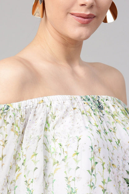 Women's Off-White Floral Off Shoulder Top