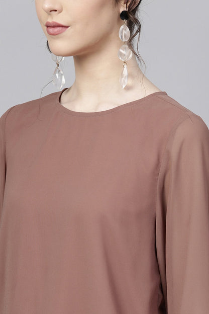 Women's Rosewood Frill Sleeves Hem Top