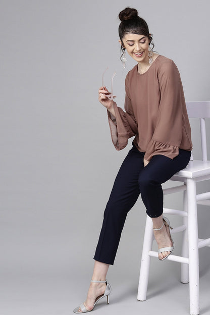 Women's Rosewood Frill Sleeves Hem Top