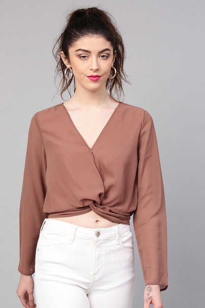Women's Rosewood Front Twist Crop Top