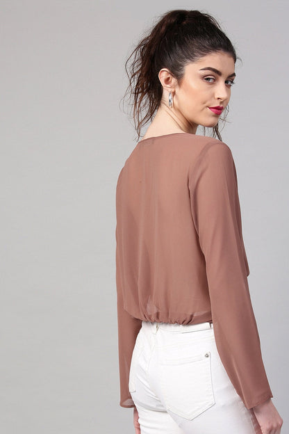 Women's Rosewood Front Twist Crop Top