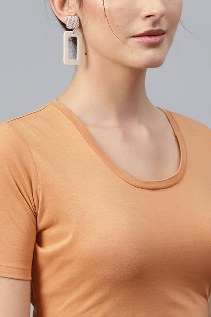 Women's Brown Back Knot Crop Top