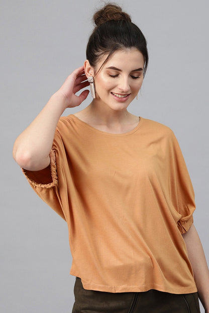 Women's Brown Boxy Top