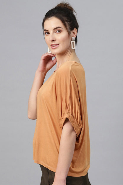 Women's Brown Boxy Top