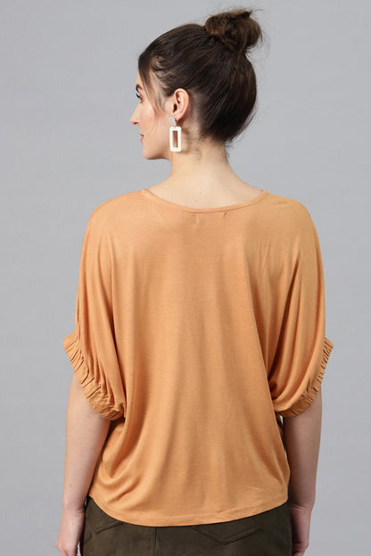 Women's Brown Boxy Top