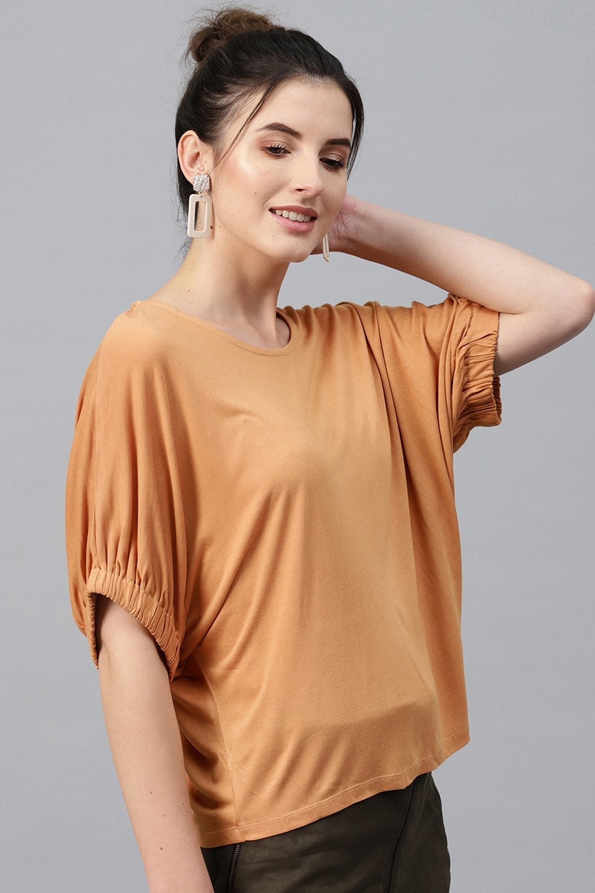 Women's Brown Boxy Top