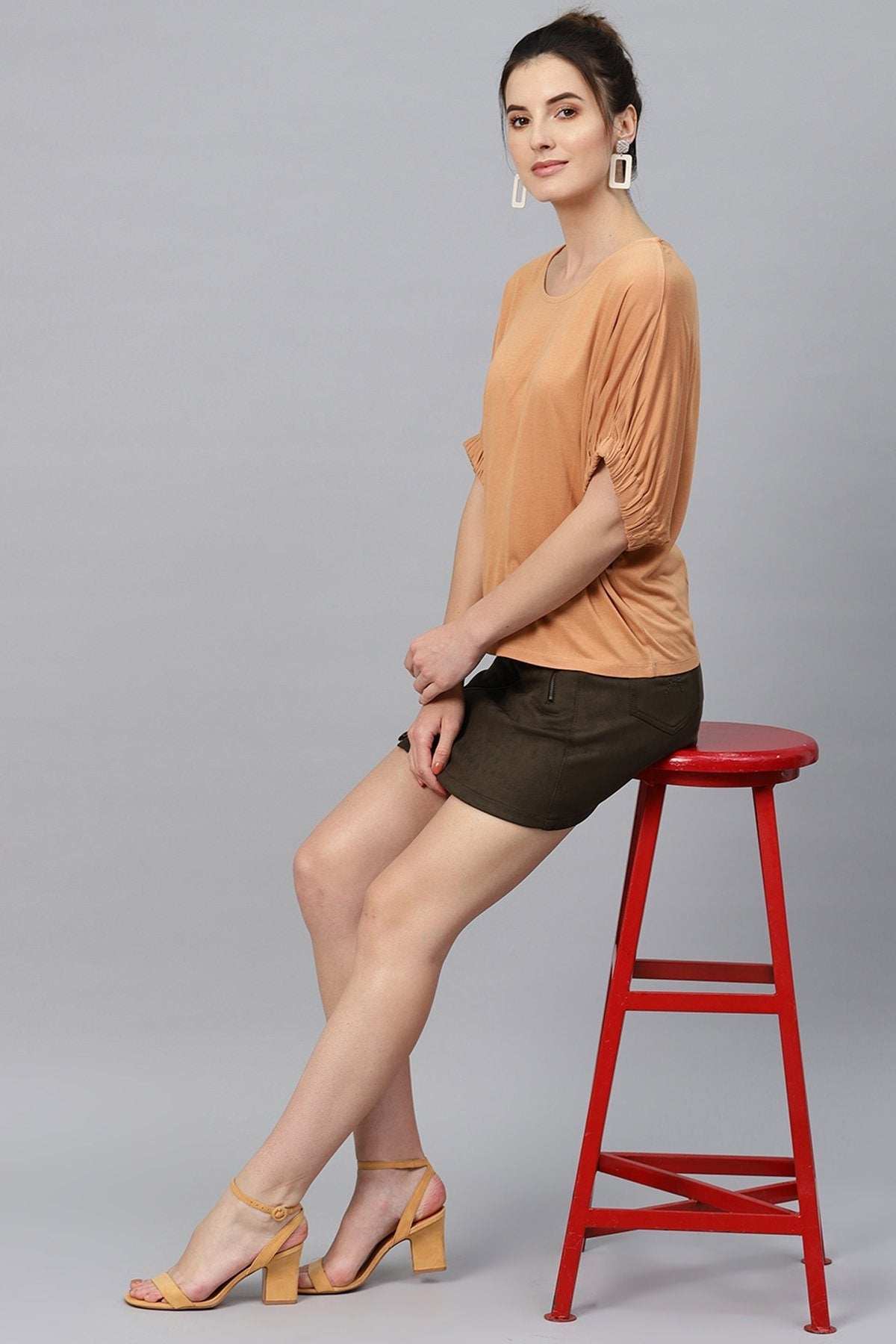 Women's Brown Boxy Top