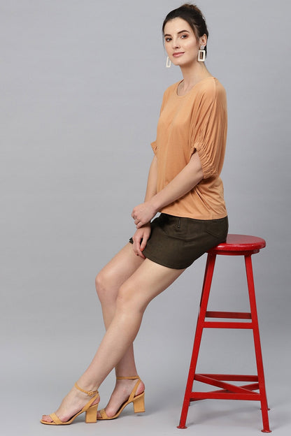 Women's Brown Boxy Top