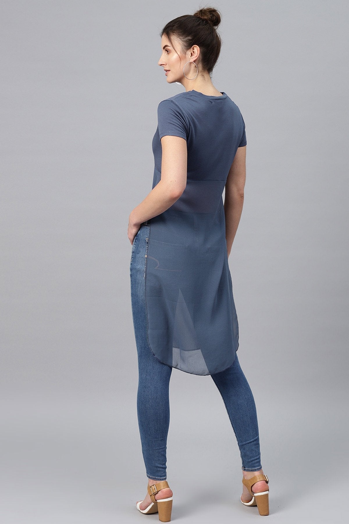 Women's Indigo Side Slit Longline Top
