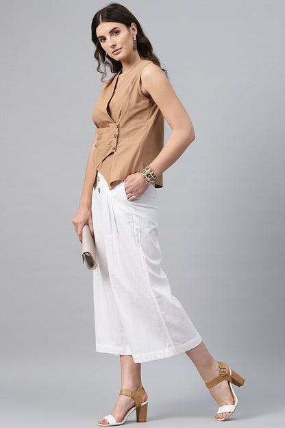 Women's Brown Sleeveless Wrap Top