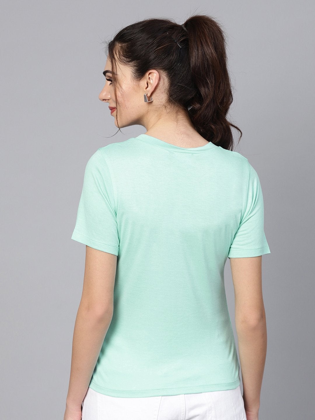 Women's Mint Girl Face Round Neck Tee
