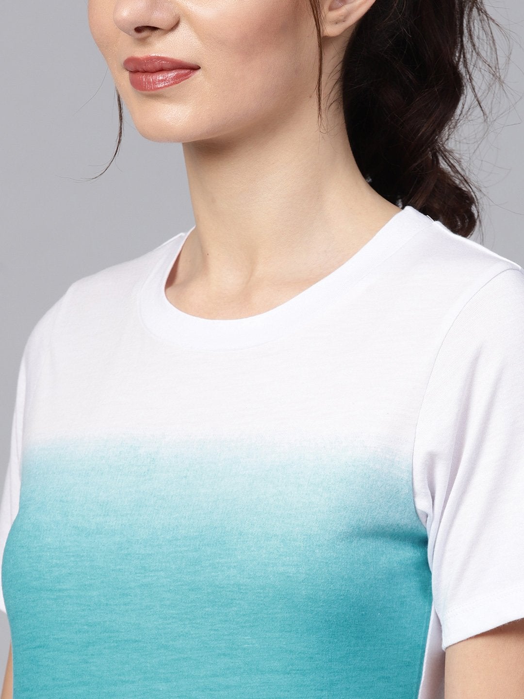 Women's Blue Ombre Round Neck Tee