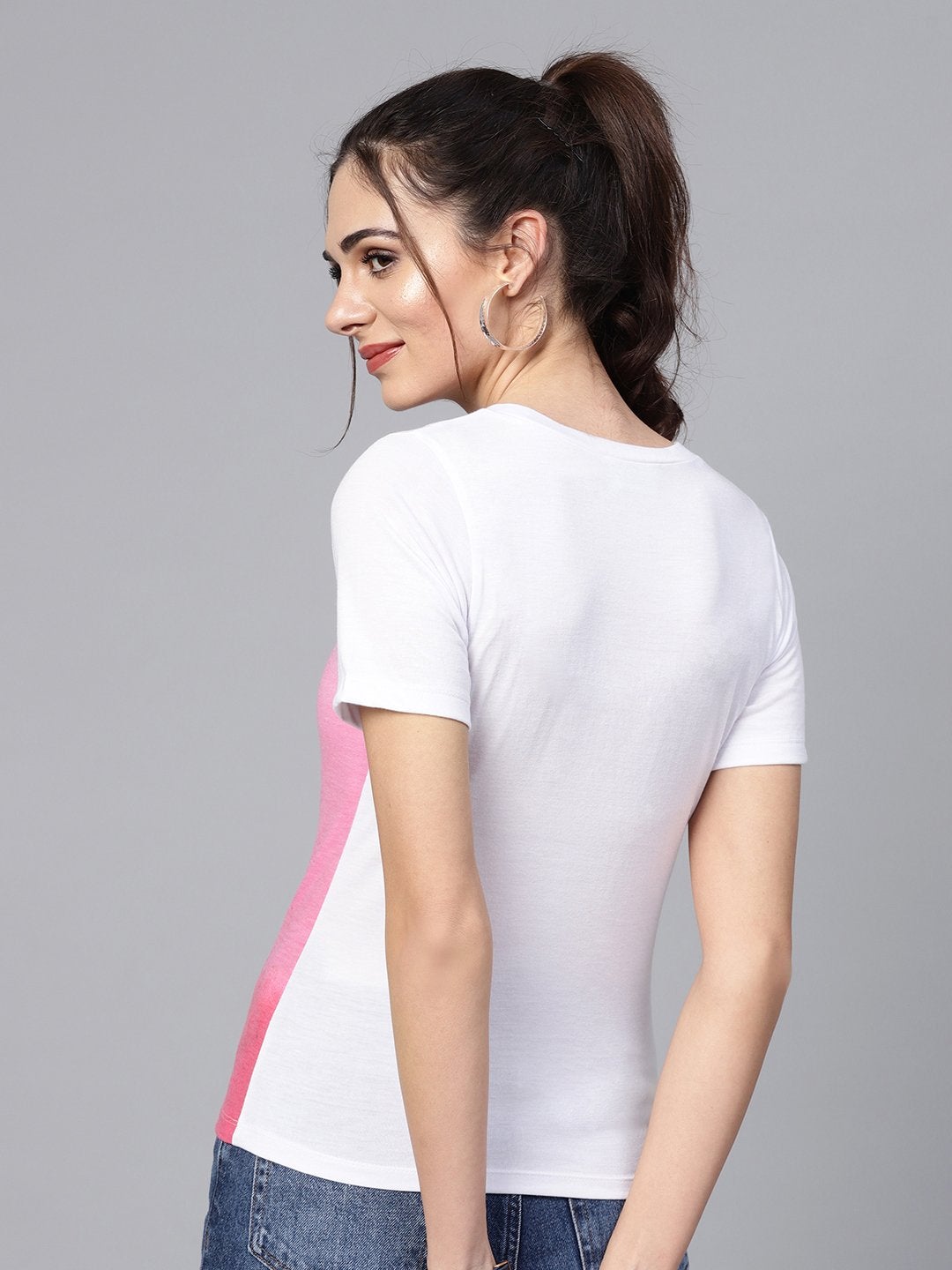 Women's Pink Ombre Round Neck Tee