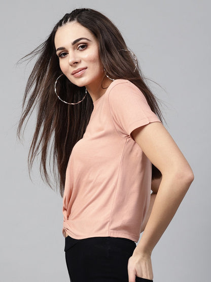 Women's Peach Knot Hem Crop Tee