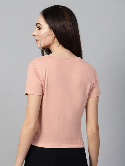 Women's Peach Knot Hem Crop Tee