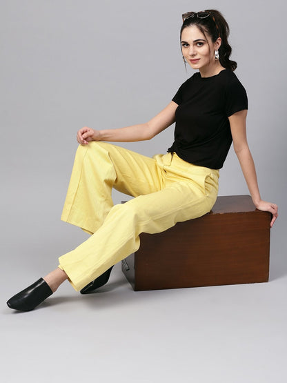 Women's Black Knot Hem Crop Tee