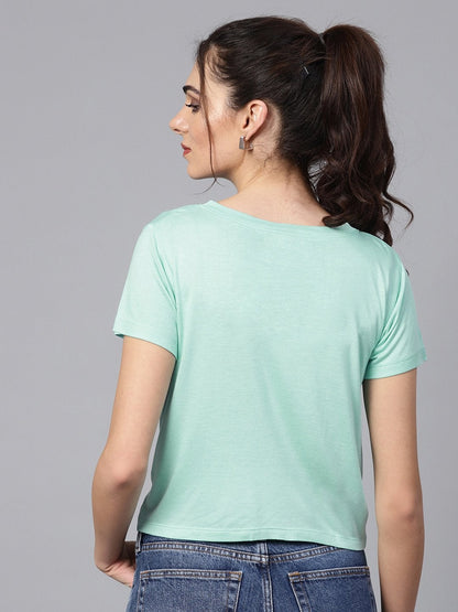Women's Mint Knot Hem Crop Tee