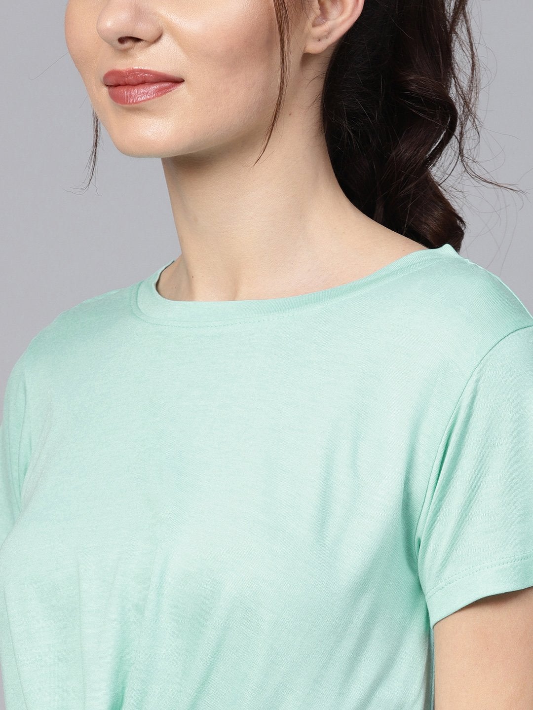 Women's Mint Knot Hem Crop Tee
