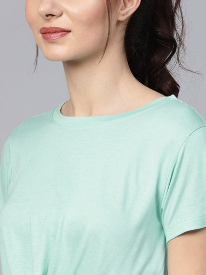 Women's Mint Knot Hem Crop Tee