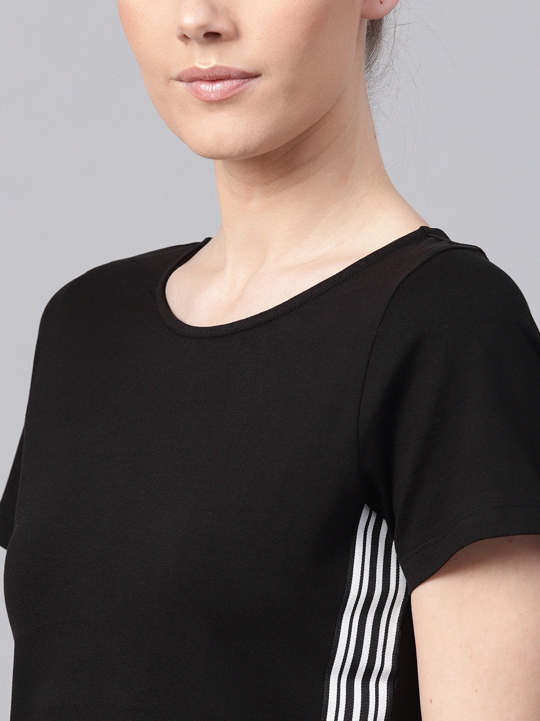 Women's Black Athleisure Tape Crop Top