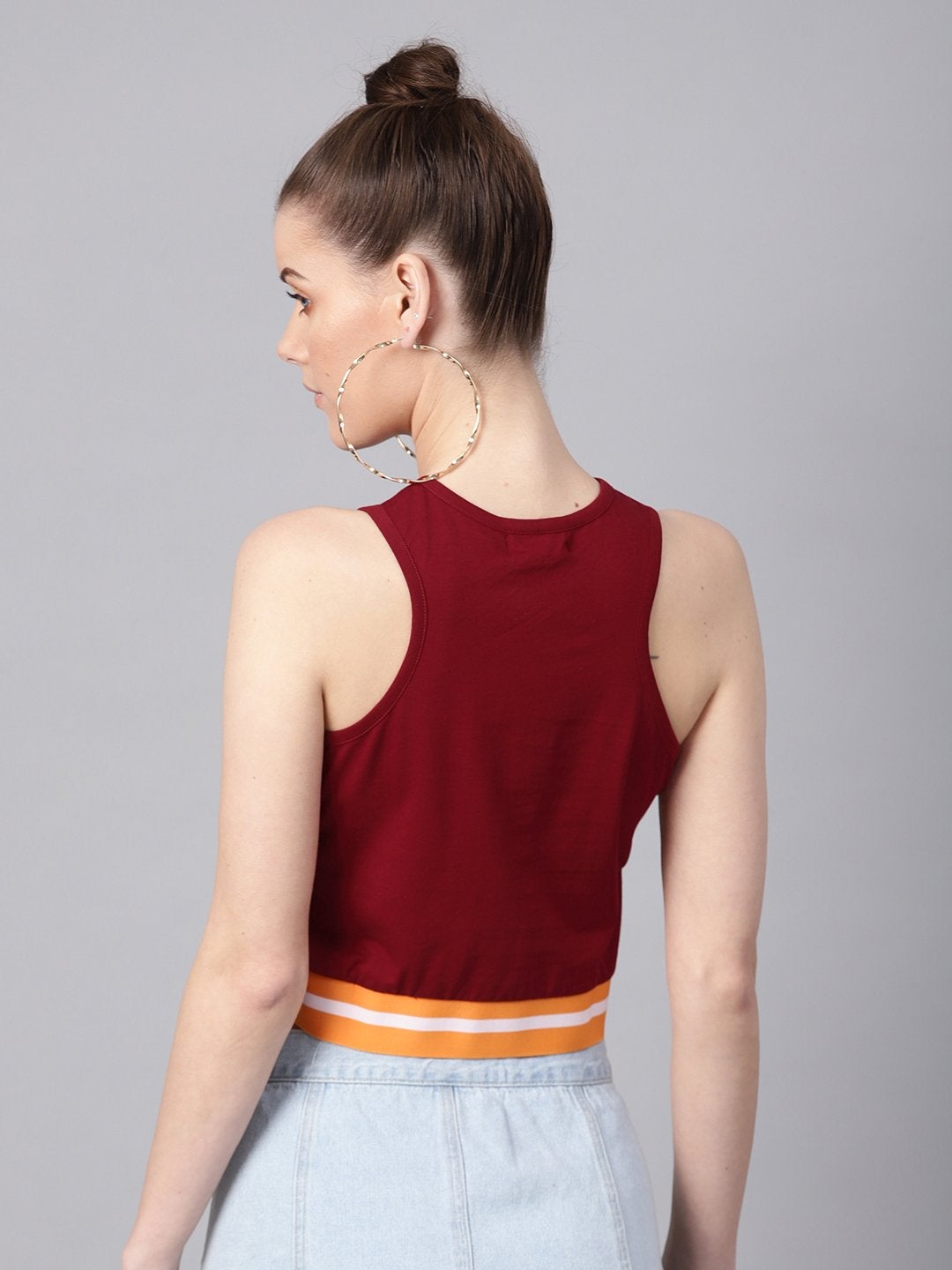 Women's Maroon Box Back Athleisure Crop Top