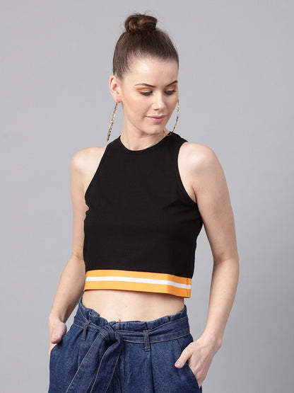 Women's Black Box Back Athleisure Crop Top