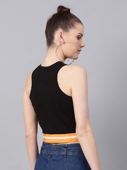 Women's Black Box Back Athleisure Crop Top