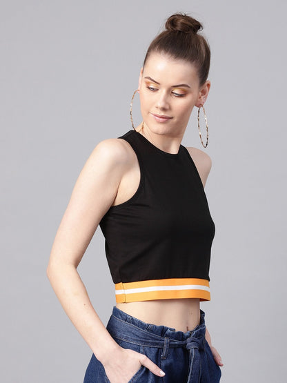 Women's Black Box Back Athleisure Crop Top
