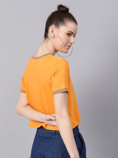 Women's Mustard Athleisure Rib Crop Top