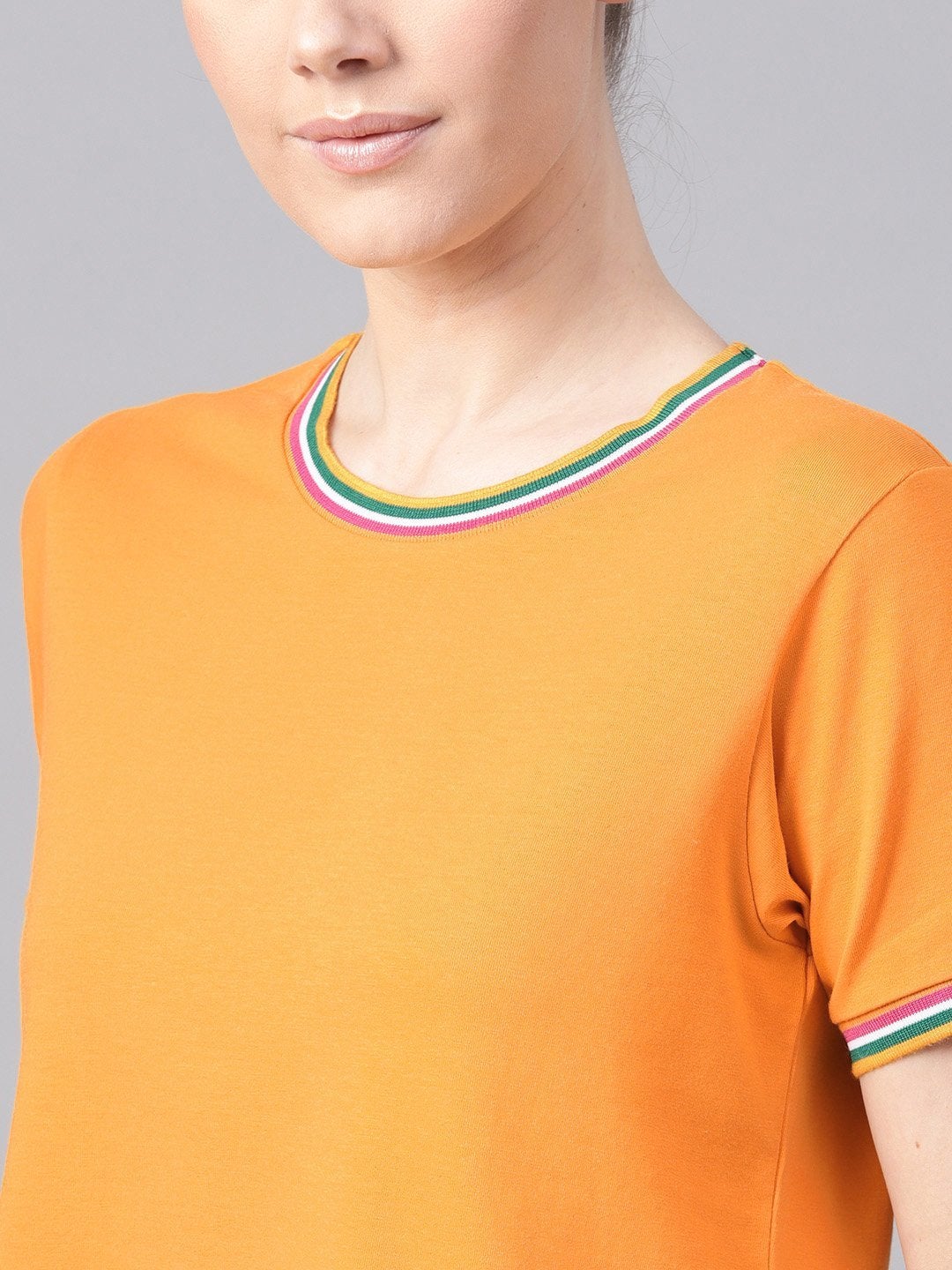Women's Mustard Athleisure Rib Crop Top