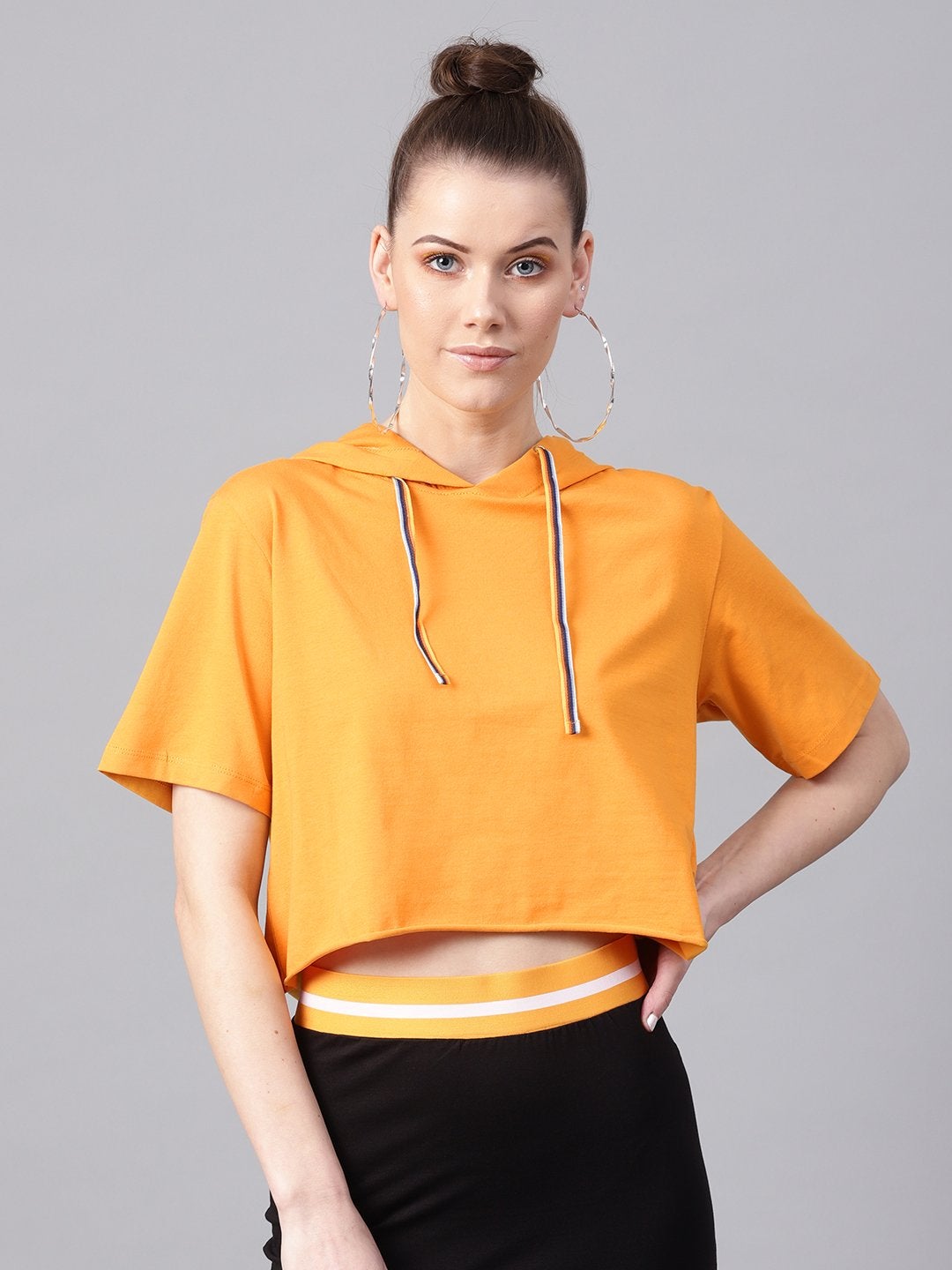 Women's Mustard Hoddie Boxy Athleisure Crop Top