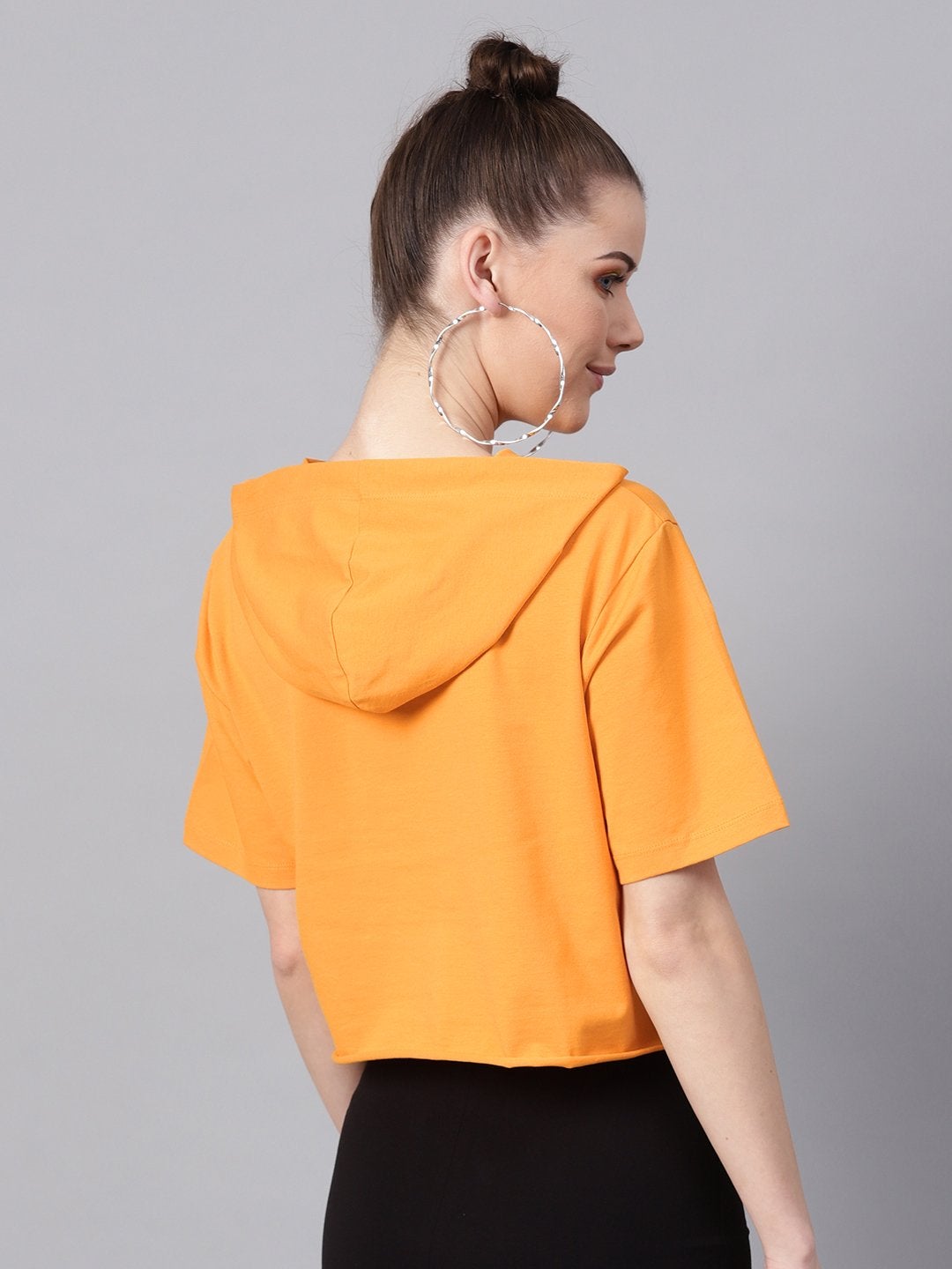 Women's Mustard Hoddie Boxy Athleisure Crop Top