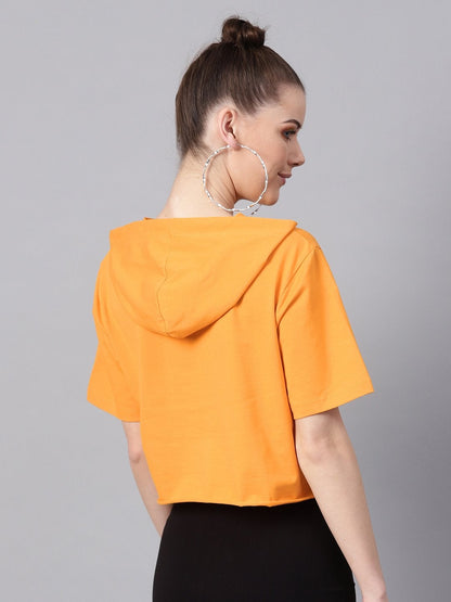 Women's Mustard Hoddie Boxy Athleisure Crop Top
