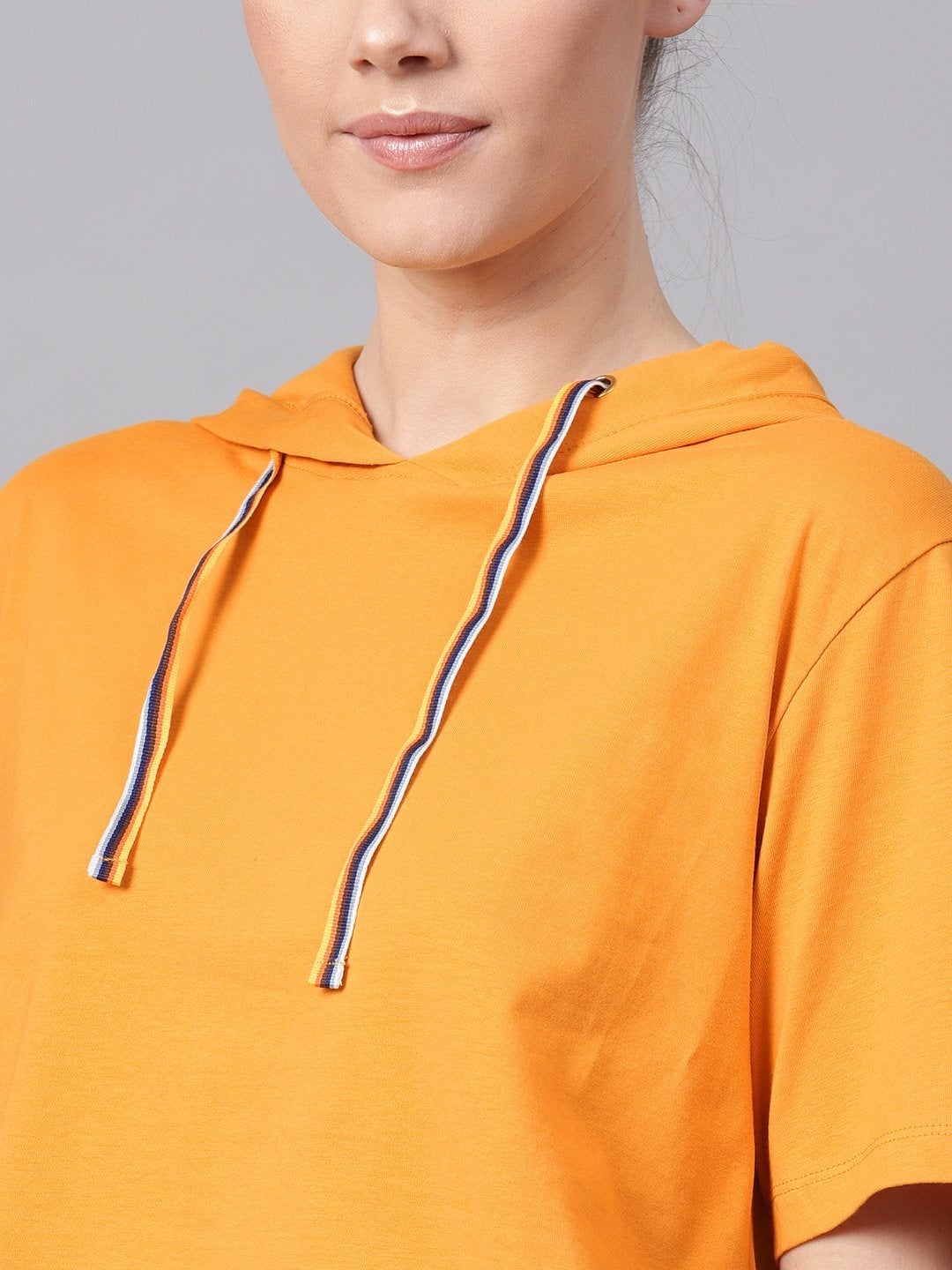 Women's Mustard Hoddie Boxy Athleisure Crop Top