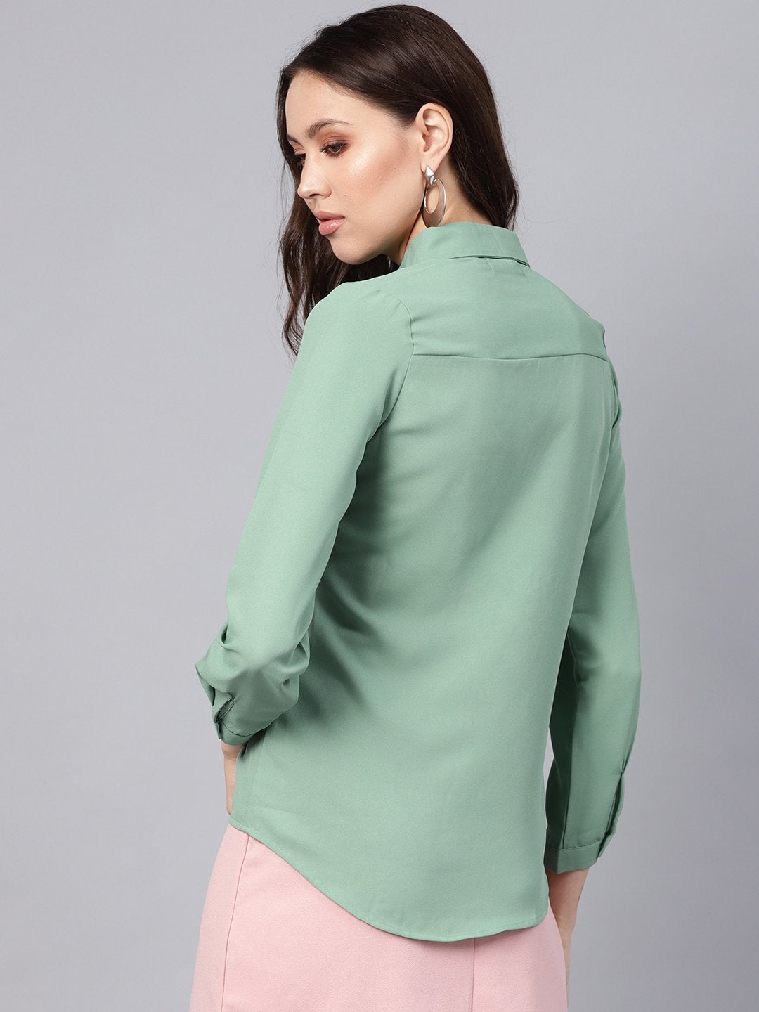 Women's Olive Front Knot Shirt Top