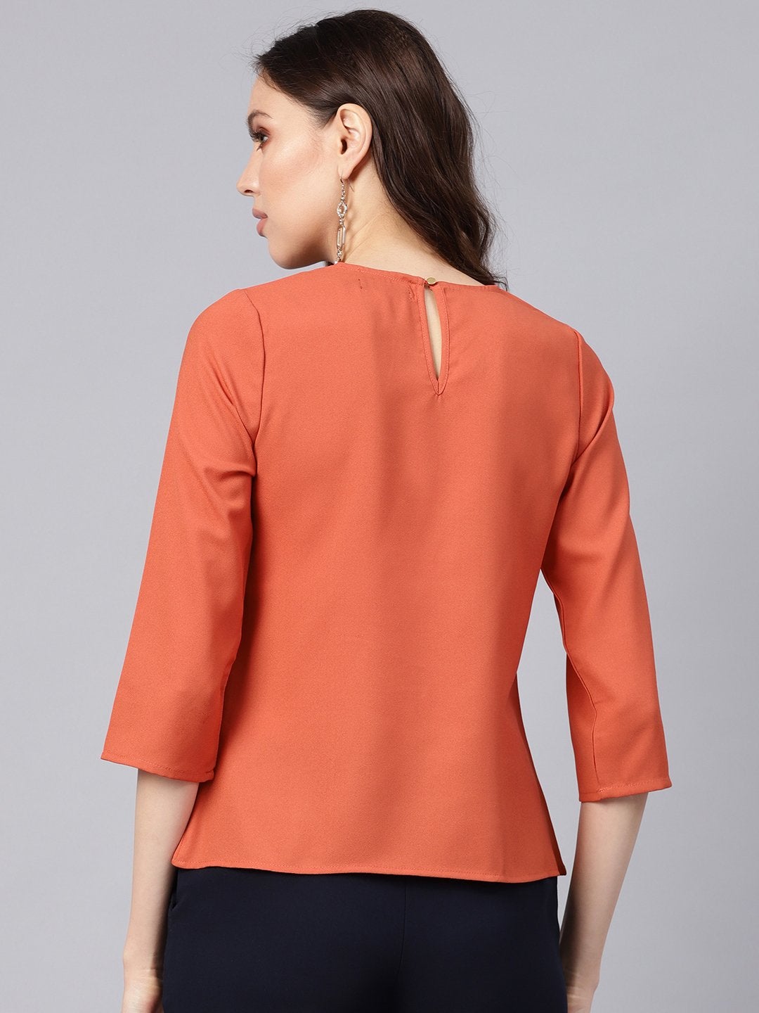 Women's Rust Front Embellished Necklace Top