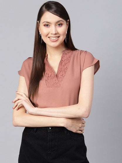 Women's Onion Pink Lace Insert Top